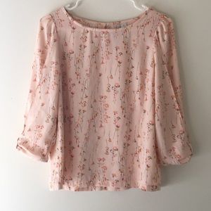 Blush floral Lauren Conrad 3/4 sleeve blouse